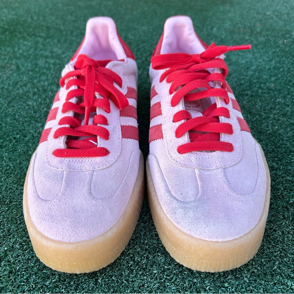 NWT Adidas Samba Sneaker Suede Leather Clear Pink Better Scarlet Red Gum 10.5 - Picture 5 of 14